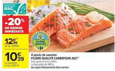 Carrefour - 4 Pavés De Saumon Filière Qualité Asc offre à 10,39€ sur Carrefour Contact