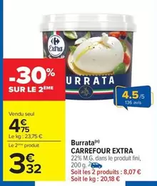 Carrefour - Burrata offre à 4,75€ sur Carrefour Contact