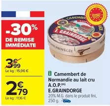 E.Graindorge - Camembert De Normandie Au Lait Cru A.o.p. offre à 2,79€ sur Carrefour Contact