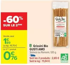 Grissini Bio offre à 1,89€ sur Carrefour Contact