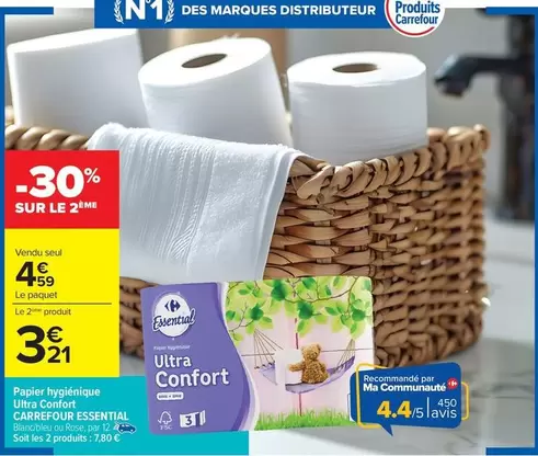 Carrefour - Papier Inglétique Ultra Confort offre à 4,59€ sur Carrefour Contact