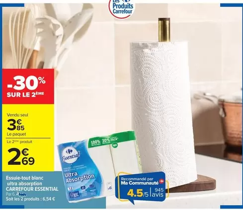 Carrefour - Essuie-tout Blanc Ultra Assortiment offre à 3,85€ sur Carrefour Contact