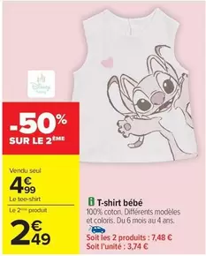 T-shirt Bébé offre à 4,99€ sur Carrefour Contact