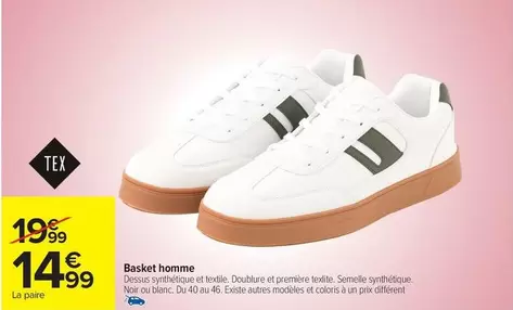 Tex - Basket Homme offre à 14,99€ sur Carrefour Contact