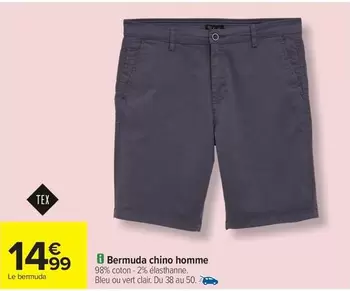 Tex - Bermuda Chino Homme offre à 14,99€ sur Carrefour Contact
