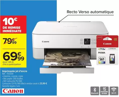 Canon - Imprimante Jet De Acere offre à 69,99€ sur Carrefour Contact