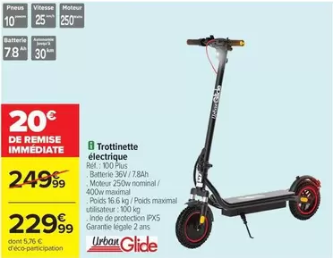 Trottinette électrique offre à 229,99€ sur Carrefour Contact