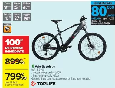 Toplife - Vélo Électrique offre à 799,99€ sur Carrefour Contact