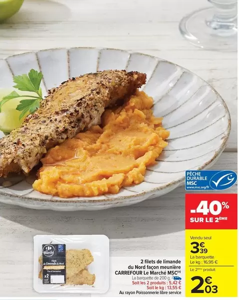 Carrefour - 2 Filets De Limande Du Navidad offre à 3,39€ sur Carrefour City