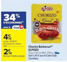 Elpozo - Chorizo Barbecue offre à 2,74€ sur Carrefour City