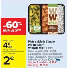 Weight watchers - Plats Cuisinés Simple Par Nature offre à 4,99€ sur Carrefour City