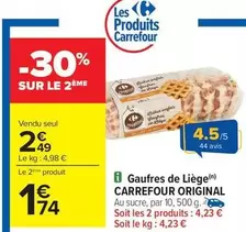 Carrefour - Original Gaufres De Liège offre à 2,49€ sur Carrefour City