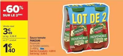 Panzani - Sauce Tomate offre à 3,49€ sur Carrefour City