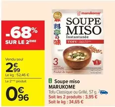 Marukome - Soupe Miso offre à 2,99€ sur Carrefour City