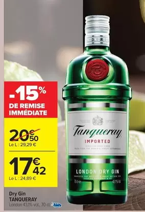 Tanqueray - Dry Gin offre à 17,42€ sur Carrefour City