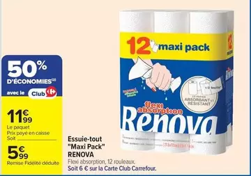 Renova - Essuie-tout "maxi Pack" offre à 5,99€ sur Carrefour City