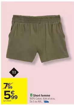 Tex - Short Femme offre à 5,99€ sur Carrefour City