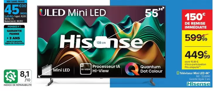 Hisense - Oled Mini Led offre à 449,99€ sur Carrefour City