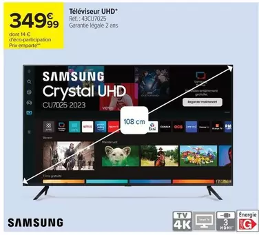 Samsung - Téléviseur Uhd 43ur7025 offre à 349,99€ sur Carrefour City
