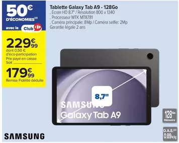 Samsung - Tablette Galaxy Tab A9 offre à 179,99€ sur Carrefour City