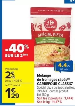 Carrefour - Mélange De Fromages Râpés offre à 2,15€ sur Carrefour Market