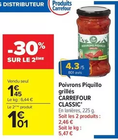 Carrefour - Poivrons Piquillo Grillés Classic' offre à 1,45€ sur Carrefour Market
