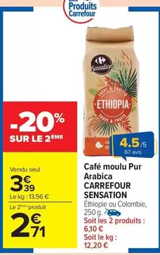 Carrefour - Café Moulu Pur Arabica Sensation offre à 3,39€ sur Carrefour Market