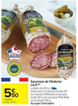Saucisson De L'ardèche I.g.p. offre à 5,5€ sur Carrefour Market