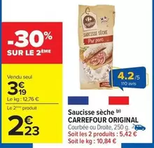 Carrefour - Original Saucisse Sèche offre à 3,19€ sur Carrefour Market