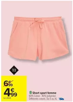 Tex - Short Sport Femme offre à 4,99€ sur Carrefour Market