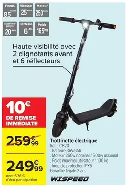 Wispeed - Trottinette Électrique Réf. : C802 offre à 249,99€ sur Carrefour Market