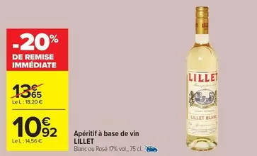 Lillet - Apéritif À Base De Vin offre à 10,92€ sur Carrefour