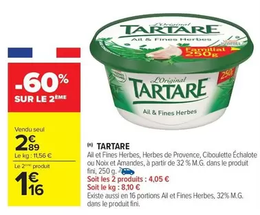 Tartare - offre à 2,89€ sur Carrefour Drive