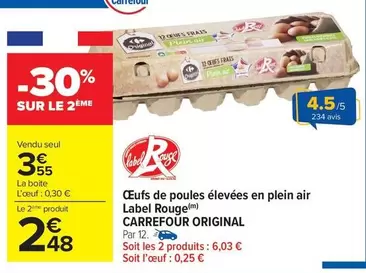Carrefour - Œufs De Poules Élevées En Plein Air Label Rouge offre à 3,55€ sur Carrefour Drive