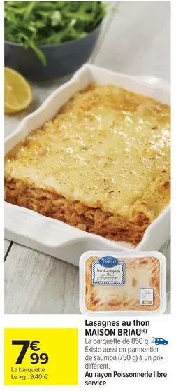 Parmentier - Lasagnes Au Thon offre à 7,99€ sur Carrefour Drive