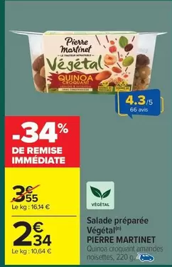 Pierre Martinet - Salade Préparée Végétal offre à 2,34€ sur Carrefour Drive
