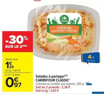 Carrefour - Salades À Partager offre à 1,39€ sur Carrefour Drive
