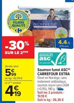 Carrefour - Saumon Fumé ASC offre à 5,99€ sur Carrefour Drive