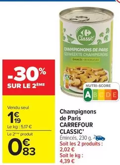 Carrefour - Champignons De Paris offre à 1,19€ sur Carrefour Drive
