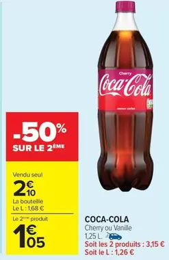 Coca cola - Cheny Ou Vanille offre à 2,1€ sur Carrefour Drive