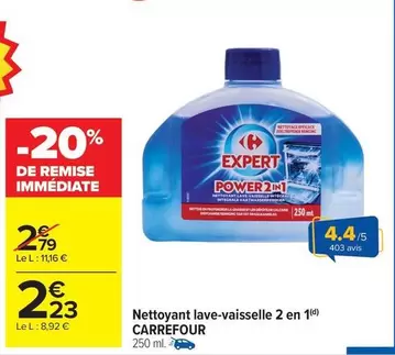 Carrefour - Nettoyant lave-vaisselle 2 en 1 offre à 2,23€ sur Carrefour Drive