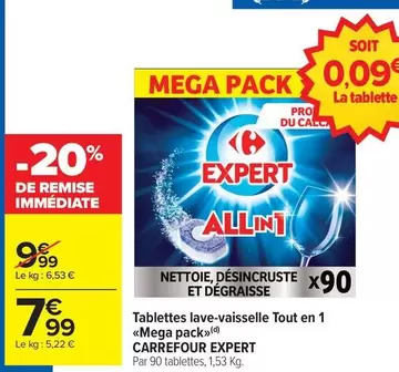 Carrefour - Tablettes Lave-vaisselle Tout En 1 Mega Pack Expert offre à 7,99€ sur Carrefour Drive