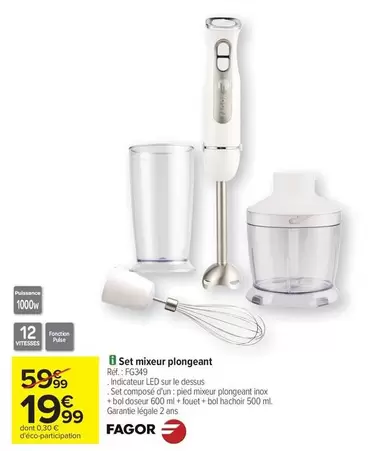 Fagor - Set mixeur plongeant offre à 19,99€ sur Carrefour Drive