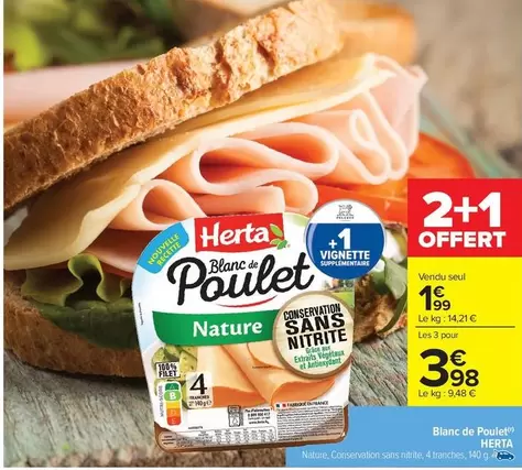 Herta - Blanc De Poulet offre à 1,99€ sur Carrefour Drive