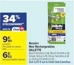 Gillette - Rasoirs Non Rechargeables offre à 9,9€ sur Carrefour Drive
