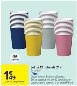 Lot De 12 Gobelets offre à 1,49€ sur Carrefour Drive