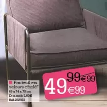Fauteuil En Velours Cotelé offre à 49,99€ sur KANDY