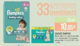 Pampers - Couches offre à 10,65€ sur Supermarché Match