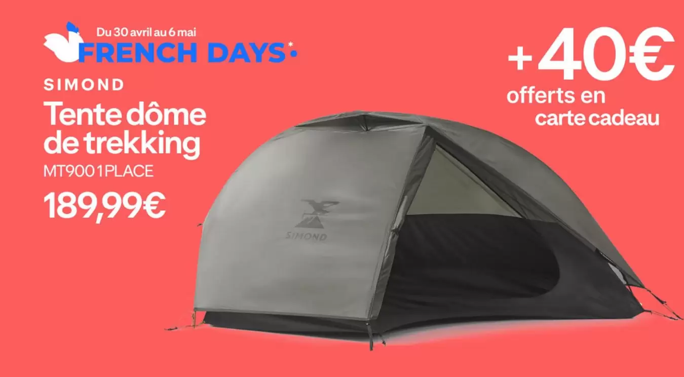 Avril - Tente De Trekking offre à 189,99€ sur Decathlon