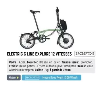 Brompton - Electric C Line Explore 12 Vitesses offre à 3750€ sur Bouticycle